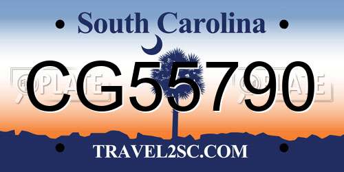 CG55790 South Carolina License Plate