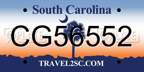 CG56552 South Carolina License Plate