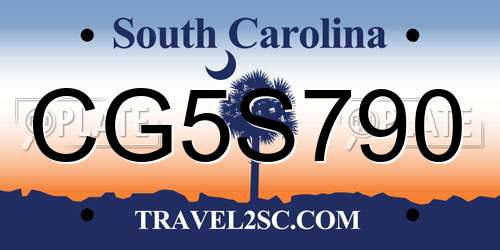 CG5S790 South Carolina License Plate