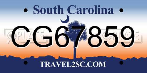 CG67859 South Carolina License Plate