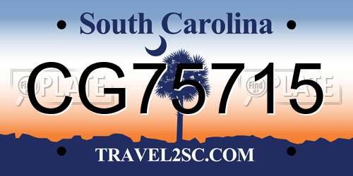 CG75715 South Carolina License Plate