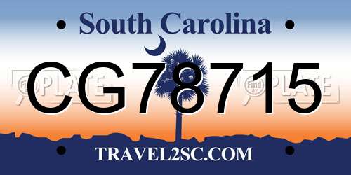 CG78715 South Carolina License Plate