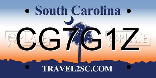 CG7G1Z South Carolina License Plate