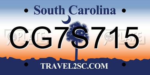 CG7S715 South Carolina License Plate