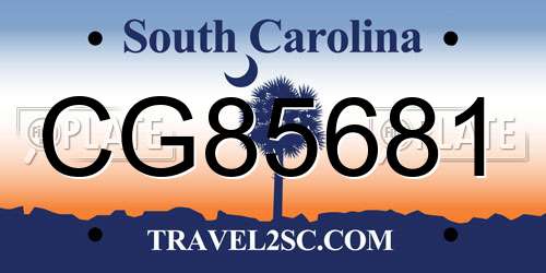 CG85681 South Carolina License Plate