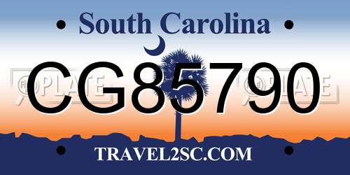 CG85790 South Carolina License Plate