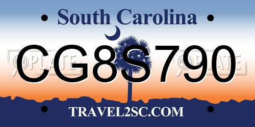 CG8S790 South Carolina License Plate