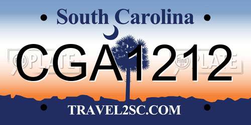 CGA1212 South Carolina License Plate
