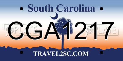 CGA1217 South Carolina License Plate