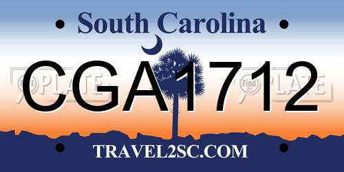 CGA1712 South Carolina License Plate