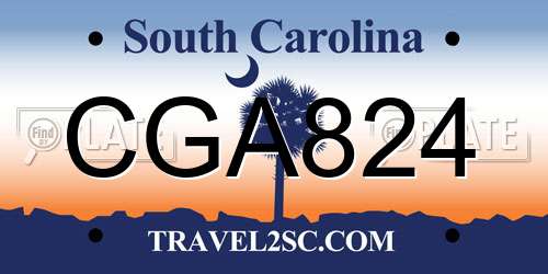 CGA824 South Carolina License Plate