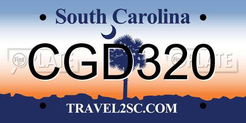 CGD320 South Carolina License Plate