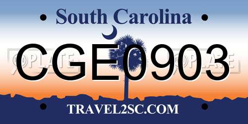 CGE0903 South Carolina License Plate