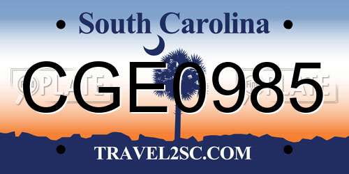 CGE0985 South Carolina License Plate