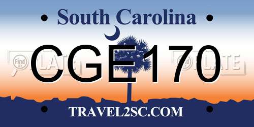 CGE170 South Carolina License Plate