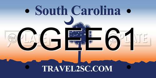 CGEE61 South Carolina License Plate