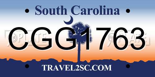 CGG1763 South Carolina License Plate