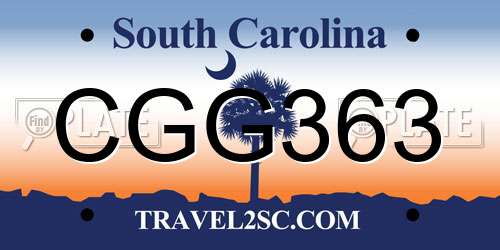 CGG363 South Carolina License Plate