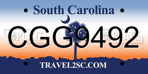 CGG9492 South Carolina License Plate