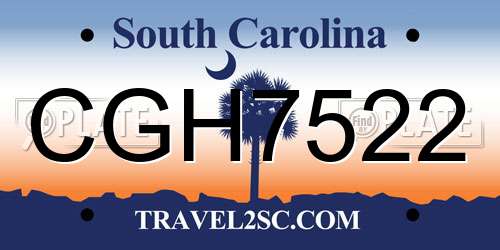 CGH7522 South Carolina License Plate