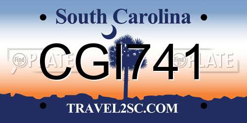 CGI741 South Carolina License Plate