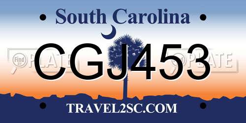 CGJ453 South Carolina License Plate