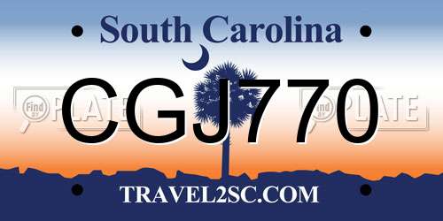 CGJ770 South Carolina License Plate