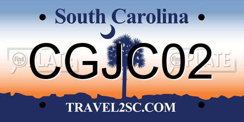 CGJC02 South Carolina License Plate