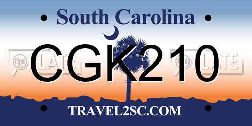 CGK210 South Carolina License Plate