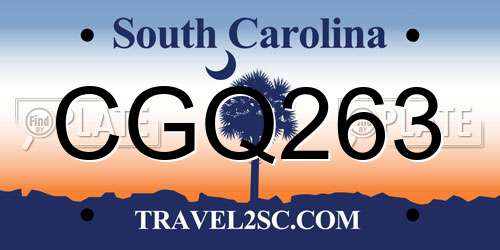 CGQ263 South Carolina License Plate