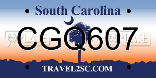 CGQ607 South Carolina License Plate