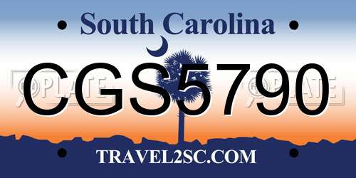 CGS5790 South Carolina License Plate