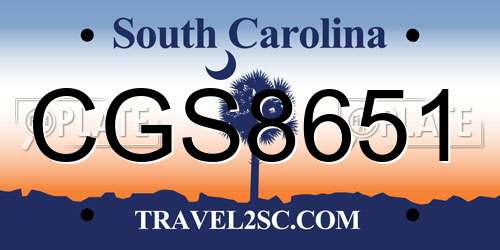 CGS8651 South Carolina License Plate
