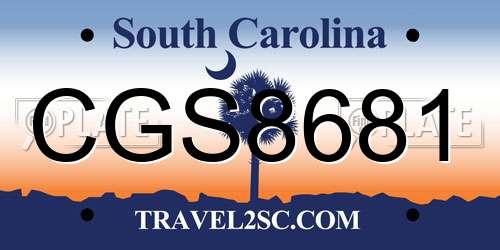 CGS8681 South Carolina License Plate