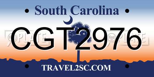 CGT2976 South Carolina License Plate