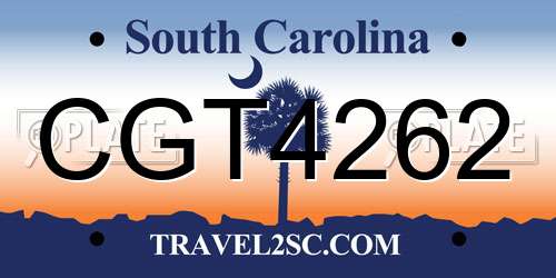 CGT4262 South Carolina License Plate