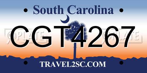 CGT4267 South Carolina License Plate