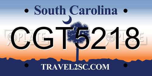 CGT5218 South Carolina License Plate