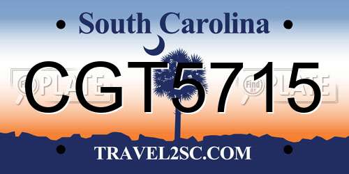 CGT5715 South Carolina License Plate