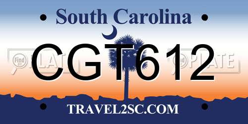 CGT612 South Carolina License Plate
