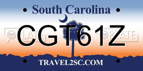 CGT61Z South Carolina License Plate