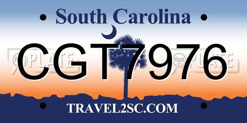 CGT7976 South Carolina License Plate