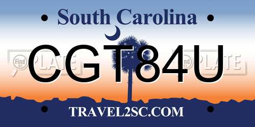 CGT84U South Carolina License Plate