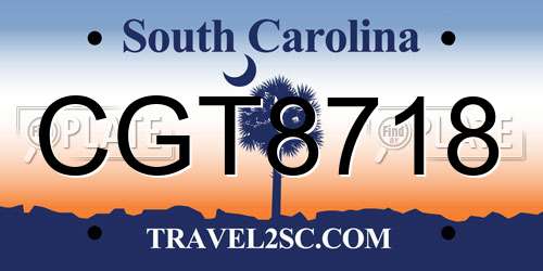 CGT8718 South Carolina License Plate