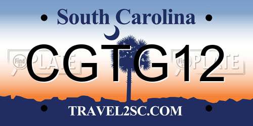 CGTG12 South Carolina License Plate