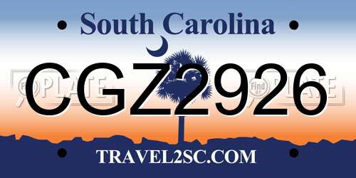 CGZ2926 South Carolina License Plate