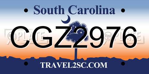 CGZ2976 South Carolina License Plate