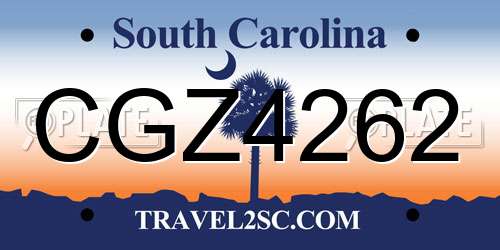 CGZ4262 South Carolina License Plate