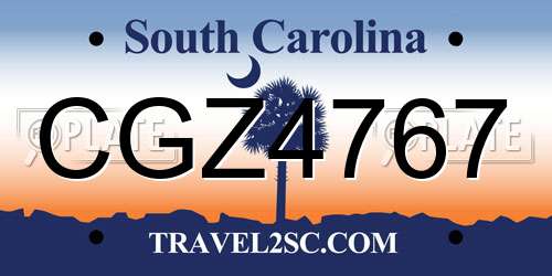 CGZ4767 South Carolina License Plate