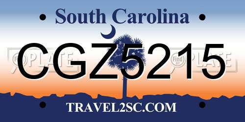 CGZ5215 South Carolina License Plate